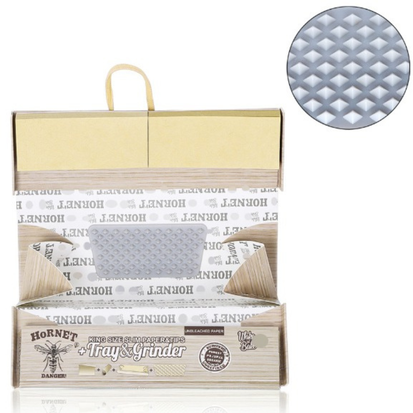 Hornet King Size Slim Papers + Tips & Grinder Set Box (Ungebleicht)