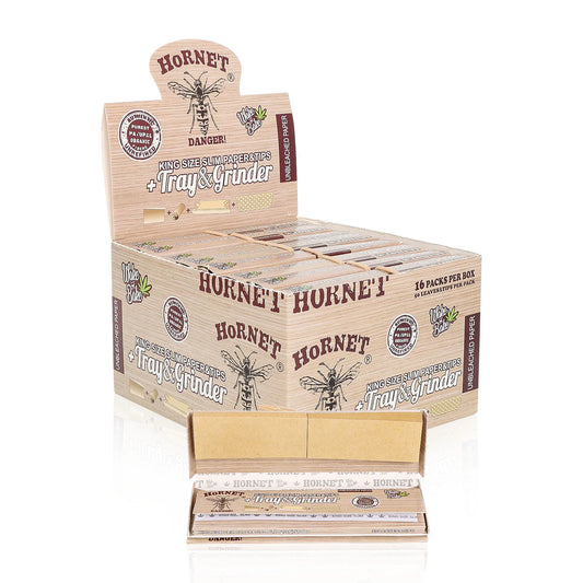 Hornet King Size Slim Papers + Tips & Grinder Set Box (Ungebleicht)